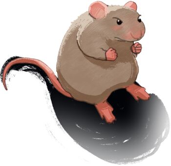 Rule 34 | angela he, angry, animal focus, blush, clenched hand, fighting stance, full body, looking at viewer, mouse (animal), no humans, non-web source, official art, painterly, stop burying me alive beautiful!