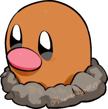 Rule 34 | chibi, chibi only, commentary request, diglett, gen 1 pokemon, kawaanago, lowres, nintendo, no humans, pokemon, pokemon (creature), pokemon focus, soil, solo, transparent background, twitter username