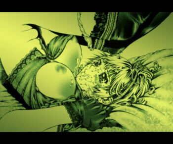 Rule 34 | 1girl, bed, breasts, commentary request, cum, cum on body, cum on breasts, cum on hair, cum on upper body, facial, gloves, hairband, lace, large breasts, letterboxed, monochrome, original, panties, panties around thighs, panty pull, photoshop (medium), revision, solo, suzfou, thighhighs, underwear