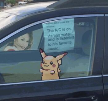 1girl 1other all_i_want_for_christmas_is_you_(mariah_carey) animated audible_music brown_hair car_interior car_seat christmas coat dancing english_text fur-trimmed_coat fur_trim gen_1_pokemon indoors kam2d looking_inside looking_outside mariah_carey nintendo outdoors paper parking_lot photo_background pikachu pokemon pokemon_(creature) real_life red_coat santa_costume smile sound tagme video window