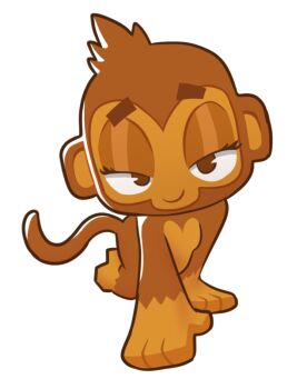 Rule 34 | 1girl, all fours, animal ears, artstyle imitation, bloons tower defense, brown eyes, brown fur, dart monkey, flat chest, full body, furry, furry female, half-closed eyes, looking at viewer, monkey ears, monkey girl, monkey tail, ninja kiwi, no pupils, nude, onihidden, raised inner eyebrows, seductive gaze, simple background, smile, solo, tail, white background