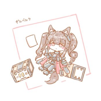 Rule 34 | 1girl, :|, angelina (arknights), animal ear fluff, animal ears, arknights, arknights: endfield, black gloves, black thighhighs, blush, brown hair, character name, closed mouth, coat, commentary request, dress, elbow gloves, expressionless, fox ears, fox girl, fox tail, full body, gilberta (arknights), gloves, grey dress, headpiece, high collar, long hair, long sleeves, no nose, red coat, red eyes, simple background, solo, tail, thighhighs, twintails, white background, yatagae (yatuno llc)