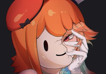 Rule 34 | 1girl, breaking, breasts, crack, cracked kawaii mask, cracked mask, cracked skin, earrings, feathers, highres, hololive, hololive english, iver (reviolet), jewelry, long hair, looking at viewer, mask, multicolored hair, orange hair, purple eyes, solo, takanashi kiara, virtual youtuber