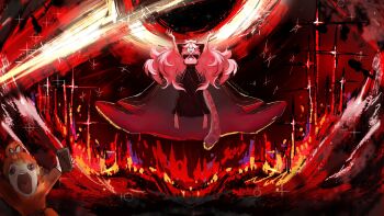 Rule 34 | absurdres, animal ears, black hole, breasts, commentary, english commentary, highres, hololive, hololive english, kaiku spiderbutten, long hair, multicolored hair, panther ears, panther girl, panther tail, pink hair, raora panthera, streaked hair, tail, takanashi kiara, virtual youtuber