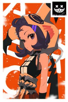 Rule 34 | 1girl, absurdres, acerola (fall 2020) (pokemon), acerola (pokemon), black gloves, border, closed mouth, commentary, english commentary, eriott, eyelashes, flipped hair, from side, gloves, highres, hood, hood up, medium hair, nintendo, official alternate costume, pokemon, pokemon masters ex, purple eyes, purple hair, sleeveless, solo, upper body, white border, zipper, zipper pull tab