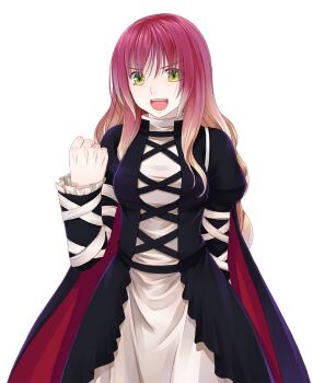 Rule 34 | 1girl, :d, black cape, black dress, blonde hair, breasts, cape, clenched hand, commentary request, cross-laced clothes, cross-laced dress, crote, dress, frilled sleeves, frills, gradient hair, green eyes, hand up, hijiri byakuren, juliet sleeves, large variant set, layered dress, long hair, long sleeves, looking at viewer, medium breasts, multicolored hair, open mouth, puffy sleeves, purple hair, sleeves past wrists, smile, solo, tachi-e, teeth, touhou, transparent background, turtleneck, turtleneck dress, upper teeth only, v-shaped eyebrows, variant set, white dress, wide-eyed