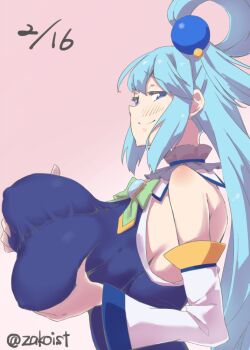 Rule 34 | aqua (konosuba), blush, breasts, groping breast, huge breasts, kono subarashii sekai ni shukufuku wo!, sagging breasts, zakoisuto