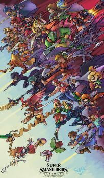 6+boys 6+girls absurdres alex_(minecraft) amamiya_ren amulet android animal_crossing animal_ears arm_cannon armor arms_(game) assault_visor banjo-kazooie banjo_(banjo-kazooie) beak bird black_hair blonde_hair blue_eyes blue_hair bodysuit breasts brown_hair buster_sword cape castlevania:_rondo_of_blood castlevania_(series) champion's_tunic_(zelda) chest_jewel chrom_(fire_emblem) clothing_cutout colored_skin company_connection copyright_name crown dark_samus dog dog_ears dog_girl dog_tail domino_mask donkey_kong donkey_kong_(series) donkey_kong_country dougi dragon dragon_quest dragon_quest_iii dragon_quest_iv dragon_quest_viii dragon_quest_xi dress earrings enderman eye_mask facial_hair falchion_(fire_emblem) fatal_fury female_byleth_(fire_emblem) final_fantasy final_fantasy_vii fingerless_gloves fire fire_emblem fire_emblem:_three_houses fire_emblem_awakening furry ganondorf gen_7_pokemon gerudo glasses gloves green_eyes green_hair green_skin gun handgun hat headband headpiece helmet hero_(dq11) highres holding holding_gun holding_sword holding_weapon incineroar inkling_boy inkling_player_character isabelle_(animal_crossing) jacket jewelry joker_(persona_5) kaori_(splatoon) kazooie_(banjo-kazooie) ken_masters king_k._rool kingdom_hearts kingdom_hearts_i link long_hair looking_at_viewer male_byleth_(fire_emblem) mario_(series) mask master_sword metroid metroid_prime_3:_corruption min_min_(arms) minecraft mishima_kazuya mole mole_under_mouth monster multiple_boys multiple_girls mythra_(xenoblade) nintendo open_mouth pants paralyzer persona persona_5 pikmin_(creature) piranha_plant pointy_ears pokemon pokemon_(creature) ponytail power_suit_(metroid) princess_daisy pyra_(xenoblade) red_hair richter_belmont ridley roto_(dq3) samus_aran schalternate sephiroth shield short_hair shorts simon_belmont smile sora_(kingdom_hearts) spikes splatoon_(series) splattershot_(splatoon) steve_(minecraft) street_fighter super_smash_bros. swept_bangs sword tail tekken tentacle_hair terry_bogard the_legend_of_zelda tiara topknot varia_suit very_long_hair weapon white_hair wings xenoblade_chronicles_(series) xenoblade_chronicles_2 zero_suit