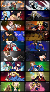 6+boys 6+girls absurdres afterimage aged_down albus albus_(castlevania) alucard_(castlevania) aura bandana bare_back bare_shoulders beard belt black_hair blonde_hair blue_eyes bow braid breasts brown_hair card castlevania:_aria_of_sorrow castlevania:_bloodlines castlevania:_circle_of_the_moon castlevania:_dawn_of_sorrow castlevania:_harmony_of_despair castlevania:_harmony_of_dissonance castlevania:_order_of_ecclesia castlevania:_portrait_of_ruin castlevania:_rondo_of_blood castlevania:_symphony_of_the_night castlevania_(series) castlevania_iii:_dracula's_curse chain character_name charlotte_aulin cleavage cloak coat colored_eyelashes commentary_request copyright_name dagger dhampir dress eric_lecarde facial_hair father_and_son fingerless_gloves fire flail flower foreshortening from_behind getsu_fuuma getsu_fuuma_den gloves grant_danasty green_eyes grin gun hair_bow half-human headband highres holding holding_card johnny_morris jonathan_morris julius_belmont juste_belmont kidachi knife konami large_breasts long_hair looking_back loretta_lecarde magic maria_renard maxim_kischine motion_blur multiple_boys multiple_girls mustache nathan_graves one_eye_closed purple_hair ralph_c_belmont richter_belmont robe rose scabbard shanoa_(castlevania) sheath siblings simon_belmont sisters smile soma_cruz stella_lecarde sword sypha_belnades tattoo trench_coat undead vampire weapon whip white_hair wristband yoko_belnades