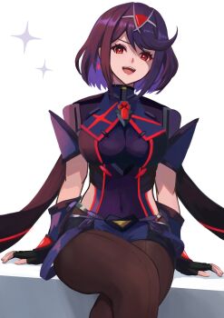 1girl alternate_color alternate_hair_color arm_support armor backless_outfit black_gloves blonde_hair bob_cut breasts chest_jewel crossed_legs earrings fingerless_gloves floating_earrings gloves highres impossible_clothes jewelry labebebe_lee large_breasts monolith_soft nintendo pantyhose pantyhose_under_shorts purple_hair purple_shorts purple_thighhighs pyra_(xenoblade) red_eyes red_trim short_hair short_shorts short_sleeves shorts shoulder_armor sitting solo super_smash_bros. suspenders swept_bangs thighhighs thighhighs_over_pantyhose tiara xeno_(series) xenoblade_chronicles_(series) xenoblade_chronicles_2
