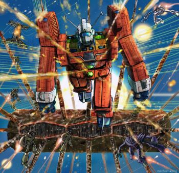 adigo densetsu_kyojin_ideon floating gando_rowa ganga_lubu ideon laser mecha mecha_request no_humans robot science_fiction solo_focus space spacecraft super_robot visor yamada_yuuji