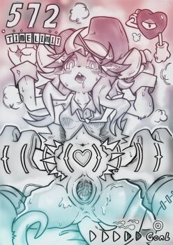 1girl ahoge animal_ears blush_stickers breasts gameplay_mechanics gloves hat heart_(mad_rat_dead) highres leotard mad_rat_dead mouse_(animal) mouse_ears mouse_girl mouse_tail nippon_ichi pussy rat_god sex shopen_cat tail tie_clip timer top_hat vaginal wrist_cuffs