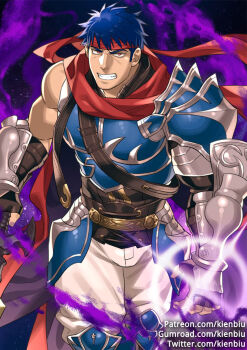 1boy armor aura blue_hair clenched_teeth dark_aura fire_emblem fire_emblem:_radiant_dawn fire_emblem_heroes gumroad_username headband holding holding_sword holding_weapon ike_(fire_emblem) ike_(zeal_unleashed)_(fire_emblem) kienbiu looking_at_viewer male_focus nintendo paid_reward_available patreon_username red_eyes red_headband short_hair solo sword teeth twitter_username weapon