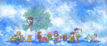 Rule 34 | 3girls, 5boys, agumon, bird, bug, cat, digimon, digimon (creature), gabumon, glasses, gomamon, highres, ishida yamato, izumi koshiro, kido jo, multiple boys, multiple girls, palmon, patamon, piyomon, reptile, tachikawa mimi, tailmon, takaishi takeru, takenouchi sora, tentomon, wings, yagami hikari, yagami taichi