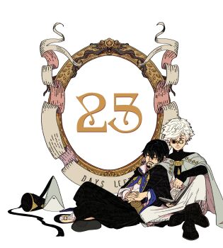 Rule 34 | 2boys, absurdres, arm on knee, beard, black dress, black hair, black shoes, blue eyes, book, cape, closed eyes, commentary, connected beard, dress, facial hair, full body, glasses, hat tassel, head rest, highres, holding, holding book, indian style, interlocked fingers, knee up, leaning on person, long sleeves, looking at another, lying on person, multiple boys, olruggio (tongari boushi no atelier), own hands together, qifrey (tongari boushi no atelier), shoes, short hair, simple background, sitting, sleeping, smile, tongari boushi no atelier, untranslatable commentary, vandoesart, white background, white dress, white hair