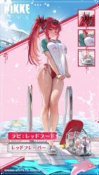 2girls ahoge animated ass audible_speech bag bare_legs beach_umbrella bikini bikini_tug bikini_under_clothes black_choker blonde_hair blue_sandals blue_sky blush bouncing_breasts bracelet breasts breasts_squeezed_together chair character_doll choker cleavage clothes_lift clothes_pull copyright_name curvy doll dolphin dot_nose elegg_(nikke) feet full_body goddess_of_victory:_nikke green_hairband green_sleeves groin hair_ornament hairband handbag highres japanese_audio jewelry large_breasts legs lifting_own_clothes long_hair looking_at_viewer lounge_chair multiple_bracelets multiple_girls naughty_face navel official_alternate_costume official_alternate_hairstyle official_art partially_submerged ponytail pool pool_ladder poolside presenting_breasts raglan_sleeves railing rapi_(nikke) rapi_(red_hood)_(nikke) rapi_(red_hood)_(red_flavor)_(nikke) red_eyes red_hair reflection reflective_surface sandals see-through_bag see-through_clothes see-through_shirt shiny_clothes shiny_skin shirt shirt_lift shirt_tug short_sleeves sideboob sky smile solo_focus sound standing stomach string_bikini sunglasses swimsuit t-shirt tagme teasing thighs thong thong_bikini tile_floor tiles toenails toes umbrella underboob video water watermark wet wet_bikini wet_clothes wet_floor wet_shirt wet_swimsuit white-framed_eyewear white_shirt wide_hips