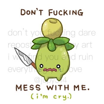 commentary crying crying_with_eyes_open english_text highres holding holding_knife jupypoopy knife nintendo no_humans o_o open_mouth pokemon pokemon_(creature) profanity simple_background smoliv symbol-only_commentary tears twitter_username wavy_mouth white_background