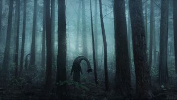 Rule 34 | 3others, amamidori, artist name, bare tree, commentary, english commentary, fog, forest, full body, leaf, monster, multiple others, nature, no eyes, no fingers, no humans, no nose, outdoors, plant, scp-1731-jp, scp foundation, standing, tree, trypophobia