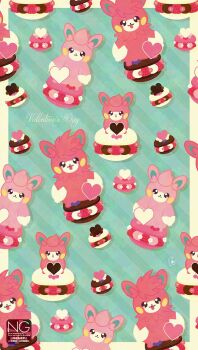 Rule 34 | alternate color, alternate costume, animal focus, closed mouth, evolutionary line, food, heart, highres, macaron, meme (sleepsheep), nintendo, no humans, pawmi, pawmo, pawmot, pink fur, pokemon, pokemon (creature), pokemon focus, shiny pokemon, smile, tongue, tongue out