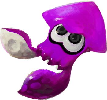 absurdres animal_focus artist_request black_eyes full_body highres inkling inkling_(swim_form) looking_up nintendo no_humans official_art purple_theme simple_background splatoon_(series) squid suction_cups tentacles third-party_source transparent_background
