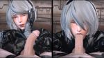 1futa 1girl 2b_(nier:automata) 3d a2_(nier:automata) android animated black_dress black_gloves blue_eyes dress erection esk fellatio full-package_futanari futa_with_female futanari gloves hairband hand_on_own_cheek hand_on_own_face indoors looking_at_viewer mole mole_under_mouth nier nier:automata nier_(series) no_blindfold oral penis pov puffy_sleeves short_hair smile solo_focus source_filmmaker_(medium) split_screen square_enix teasing testicles uncensored video white_hair