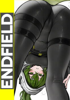 1girl absurdres arknights arknights:_endfield breasts fluorite_(arknights) green_eyes green_hair highres short_hair snake_tail solo tail tomiko_(pixiv_74420638) white_background