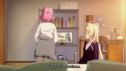 3girls amaori_haruna amaori_renako animated blonde_hair blue_eyes blush bra breasts controller game_controller girl_on_top highres hug imminent_cunnilingus indoors kiss multiple_girls ouzuka_mai pink_hair purple_eyes siblings sisters skirt slapping sound surprised tagme television underwear undressing_another video walk-in watashi_ga_koibito_ni_nareru_wake_naijan_murimuri! yuri