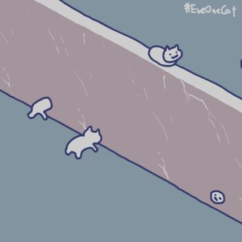 :3 animal_focus animated animated_gif cat commentary crack cracked_wall english_commentary everydayonecat grey_background hashtag looking_at_viewer looping_animation no_humans noclip on_wall original running simple_background through_wall white_cat