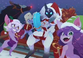 1futa 3girls :d animal_penis blonde_hair blue_penis blue_skin breasts christmas christmas_present colored_skin commentary completely_nude cosplay dildo english_commentary futanari gift green_eyes grin hat highres horse_penis huffslove huge_dildo huge_penis kindred_(league_of_legends) lamb_(league_of_legends) large_testicles league_of_legends looking_at_viewer lulu_(league_of_legends) mask medium_breasts multiple_girls nude open_mouth penis poppy_(league_of_legends) purple_skin rudolph_the_red_nosed_reindeer rudolph_the_red_nosed_reindeer_(cosplay) santa_hat sex_toy smile snow testicles tristana_(league_of_legends) twintails wide_hips wolf_(league_of_legends) yordle