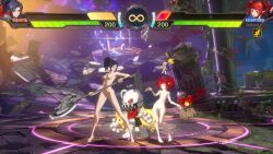 2girls 3d animated axe blue_hair bound breasts captured chain dnf_duel dungeon_and_fighter enchantress_(dungeon_and_fighter) female_mage_(dungeon_and_fighter) female_priest_(dungeon_and_fighter) grey_eyes highres inquisitor_(dungeon_and_fighter) multiple_girls nipples nude nude_filter nude_mod pointy_ears ponytail red_eyes red_hair sound tagme third-party_edit twintails video