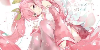 Rule 34 | 1girl, aqua nails, arm tattoo, boots, breasts, character name, cherry blossoms, cherry hair ornament, closed mouth, collared shirt, commentary request, detached sleeves, food-themed hair ornament, frilled shirt, frills, hair between eyes, hair ornament, hatsune miku, highres, long hair, long sleeves, looking at viewer, miniskirt, nail polish, necktie, number tattoo, official alternate costume, oyamada gamata, pink boots, pink eyes, pink hair, pink necktie, pink skirt, pink sleeves, pink theme, pink trim, pleated skirt, sakura miku, shirt, skirt, sleeveless, sleeveless shirt, small breasts, smile, solo, tattoo, thigh boots, twintails, v, very long hair, vocaloid, white shirt, white trim