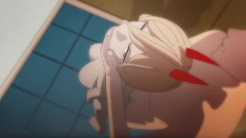 1boy 1girl animated breasts brown_hair censored chainsaw_man completely_nude demon_girl demon_horns expressionless finger_in_another's_mouth from_above from_side full_body hand_on_another's_face hetero horns indoors long_hair medium_breasts mosaic_censoring nekoflux nipples nude penis power_(chainsaw_man) red_horns rolling_eyes sex sex_from_behind solo_focus standing standing_sex tagme video yellow_eyes