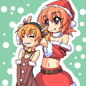 00s 1girl animal_costume behoimi christmas k10k lowres oekaki pani_poni_dash! reindeer_costume santa_costume suzuhara_mirai