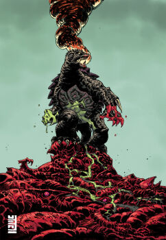 amputee arm_blade bleeding blood burning claws colored_blood corpse daiei_film fire gamera gamera_(series) gamera_3:_revenge_of_iris giant giant_monster glowing glowing_mouth green_blood gyaos highres hyper_gyaos injury kaiju monster multiple_persona no_humans open_mouth pile_of_corpses pink_eyes sharp_teeth shell smoke studijojam tail talons teeth turtle turtle_shell tusks weapon wings yellow_eyes