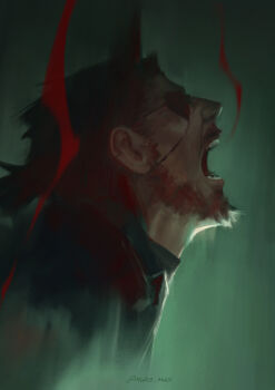 eyepatch highres horn male_focus metal_gear_(series) metal_gear_solid_v:_the_phantom_pain solo souyuu venom_snake