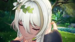 1boy 1girl 3d :d :o animated ass back black_gloves blinking blue_sky blush bouncing_breasts branch breasts brown_hair choker closed_eyes closed_mouth clothed_male_nude_female covering_face dark-skinned_female dark_skin ear_wiggle elf embarrassed eyebrows_hidden_by_hair eyelashes facing_away facing_viewer finger_in_another&#039;s_mouth finger_sucking finger_to_mouth fingerless_gloves fingernails flower foliage forest gloves grabbing_another&#039;s_ear grass green_eyes grey_hair grin hair_between_eyes hair_flower hair_ornament half-closed_eyes hand_on_another&#039;s_chin hand_on_another&#039;s_ear hand_on_another&#039;s_face hand_on_own_chest heart interracial knee_up large_breasts leaf_hair_ornament leaning_back leaning_forward legs light_particles light_rays lips lipstick looking_afar looking_at_viewer looking_down looking_to_the_side looking_up makeup multicolored_hair nail_polish nature navel nipples nita_(snowbreak) nita_-_pulse_(sylvan_spirit) nose nude official_alternate_costume open_mouth outdoors pointy_ears pov pov_hands red_nails river rock seductive_gaze seductive_smile short_hair_with_long_locks sidelocks sitting sitting_on_object sky smile smug snowbreak:_containment_zone sound sparkle streaked_hair bouncing_breasts tagme teeth thighs third-party_edit toned tongue tree turning_around turning_head video water waterfall white_flower white_hair wide-eyed