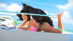 1girl 3d animated barefoot bestiality bikini black_hair blush boat breasts cleavage dog feet lara_croft lying on_stomach outdoors panties panties_around_leg prone_bone sex sex_from_behind swimsuit tagme thighs tomb_raider underwear video watercraft