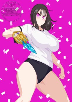 Rule 34 | 1girl, absurdres, brown eyes, highres, ichikawa sumino, no.1 sentai gozyuger, otokamu, pink eyes, shirt, short shorts, shorts, solo, super sentai