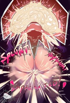 1boy 1girl ass cum cum_in_pussy cum_overflow ejaculation helloguish hetero huge_ass ilulu_(maidragon) kobayashi-san_chi_no_maidragon penis purple_hair standing twintails uncensored