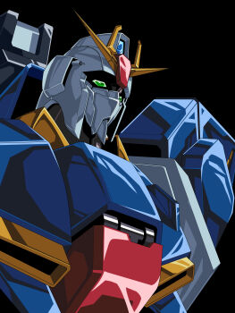 Rule 34 | 1980s (style), 1990s (style), absurdres, aeug, commentary request, faux retro artstyle, glint, green eyes, gundam, highres, kds (0049), mecha, mecha focus, mobile suit, no humans, oldschool, retro artstyle, robot, science fiction, space, v-fin, zeta gundam, zeta gundam (mobile suit)