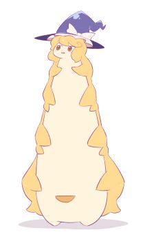 1girl blank_stare blonde_hair bow commentary_request creature full_body grey_background guuchama hat hat_bow kanmarisa_(meme) kirisame_marisa looking_afar meme open_mouth simple_background solo standing touhou white_bow witch_hat yellow_eyes