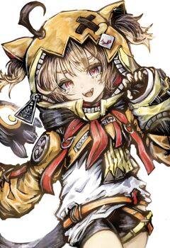 1girl ahoge blonde_hair blush breasts brown_hair gigi_murin hashtag-only_commentary highres hololive hololive_english hood long_hair looking_at_viewer multicolored_hair open_mouth pink_eyes short_hair sketch smile solo tail tsukihi_shida twintails two-tone_hair virtual_youtuber