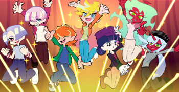 3boys 4girls @_@ angel blonde_hair blue_hair brief_(psg) colored_skin cosplay cosplay_request demon_girl drawingmuscles east-west_crossover freckles glasses green_eyes green_hair hair_over_eyes high_school_musical horns kneesocks_(psg) multicolored_hair multiple_boys multiple_girls official_style orange_hair panty_&amp;_stocking_with_garterbelt panty_(psg) pink_hair pink_streaks polyester_(psg) polyurethane_(psg) purple_hair red_skin scanty_(psg) single_horn stocking_(psg) streaked_hair yellow_eyes