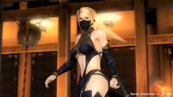 1girl 3d alternate_costume blonde_hair breasts dead_or_alive dead_or_alive_5 female_focus highres ninja official_art official_wallpaper ponytail sarah_bryant sega solo tecmo virtua_fighter