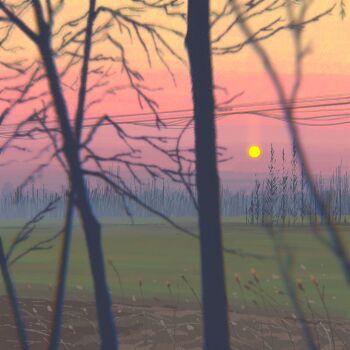 branch evening fangpeii gradient_sky highres no_humans orange_sky original outdoors pink_sky scenery sky sun sunset