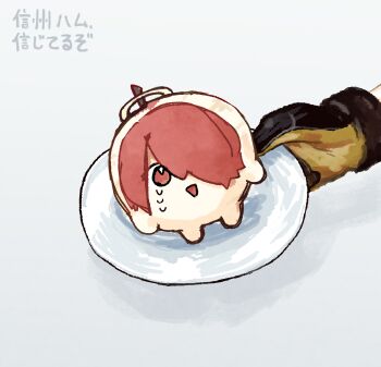 Rule 34 | apple, arknights, arknights: endfield, commentary request, exusiai (apple) (arknights), exusiai (arknights), food, foodification, fruit, halo, highres, oudonium, perlica (arknights), red eyes, red hair, tagme, traditional halo, yellow halo