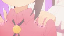 &gt;_&lt; 3girls ahoge animated anime_screenshot arched_back belt black_belt black_skirt black_socks black_thighhighs blank_eyes blue_hair blue_sweater blush bouncing_breasts braid breasts brown_hair couch earrings friends genderswap genderswap_(mtf) hair_ornament hairclip hand_on_another&#039;s_leg hand_on_another&#039;s_thigh highres hozuki_kaede hugging_object jewelry lips long_sleeves lying massage medium_breasts multicolored_hair multiple_girls nail_polish necklace onii-chan_wa_oshimai! open_mouth oyama_mahiro oyama_mihari pillow pillow_hug pink_hair pink_nails purple_hair red_eyes red_shirt shirt short_twintails shoulder_massage sidelocks skirt smoke socks sound spread_legs subtitled sweater tagme thigh_massage thighhighs thighs twintails two-tone_hair video wavy_mouth white_sweater yuri