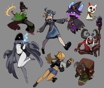! 1other 6+girls :d ^_^ animal animal_ears ankle_boots arm_at_side backpack bag baggy_pants bare_arms bare_legs barefoot bikini black_bikini black_boots black_cloak black_hair black_hat black_pants black_shirt black_shoes blonde_hair blue_bow blue_bowtie blue_eyes blue_fire blue_horns blue_sailor_collar blue_shorts blue_skirt boots borrowed_character bow bowtie breasts brown_bag brown_hair bucket bucket_on_head cat center-flap_bangs check_gender cleavage clenched_hand cloak closed_eyes coat collared_jacket colored_skin commentary covered_eyes cropped_jacket curled_horns curtained_hair dark-skinned_female dark_skin denim denim_shorts double-parted_bangs dress english_commentary facing_viewer fake_horns fang fingernails fire frilled_dress frilled_shirt frills from_above from_below full_body gender_request glasses green_coat green_dress green_eyes grey_background grey_cloak grey_hair grey_hat grey_horns grey_jacket grey_shirt grey_socks grin hair_between_eyes hair_bun hand_up hat hat_bow highres holding holding_bag holding_staff holding_sword holding_weapon hollow_eyes hood hood_up hooded_cloak hooves horned_headwear horns jacket knee_up kneehighs knees_apart_feet_together knees_together_feet_apart lapels layered_sleeves legs_apart long_hair long_sleeves looking_at_viewer low-tied_long_hair medium_hair medium_skirt micro_bikini midriff mouse_ears mouse_girl mr_plagu3 multiple_girls multiple_horns navel no_eyes no_mouth no_nose o_o object_on_head one_eye_closed one_side_up open_clothes open_jacket open_mouth original outstretched_arms pants parted_lips plantar_flexion player_character_(roblox) pleated_skirt puffy_long_sleeves puffy_sleeves purple_bow purple_hair purple_skin red-framed_eyewear red_shoes red_skin roblox round_eyewear sailor_collar seiza shaded_face shirt shoes short_hair short_shorts shorts sidelocks simple_background single_hair_bun sitting skirt small_breasts smile socks staff standing standing_on_one_leg stomach swimsuit sword teeth toes tongue topless_other underboob upper_teeth_only very_dark_skin very_long_hair walking weapon wide_sleeves witch_hat yellow_skin
