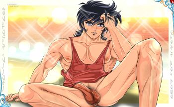 Rule 34 | 1boy, absurdres, anus, bara, black hair, clothed male nude male, highres, lseraphim, male anus, male focus, nipples, male pubic hair, muscular, muscular arms, muscular legs, muscular male, nude, penis, pubic hair, sanada ryou, testicles, yaoi, yoroiden samurai troopers