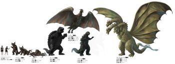 1boy absurdres alien baragon_(godzilla) conjoined crossover daiei_motion_picture dinosaur dragon flying frankenstein frankenstein&#039;s_monster frankenstein_(frankenstein_vs._baragon) frankenstein_vs._baragon gamera gamera,_the_giant_monster gamera_(series) giant giant_octopus_(godzilla) godzilla godzilla_(series) godzilla_vs._monster_zero highres hydra incredibly_absurdres kaijin kaiju king_ghidorah multiple_crossover multiple_heads multiple_tails octopus pteranodon rodan sea_monster simple_background size_chart size_comparison size_difference tail tentacles toho turtle tusks ultra-taf white_background
